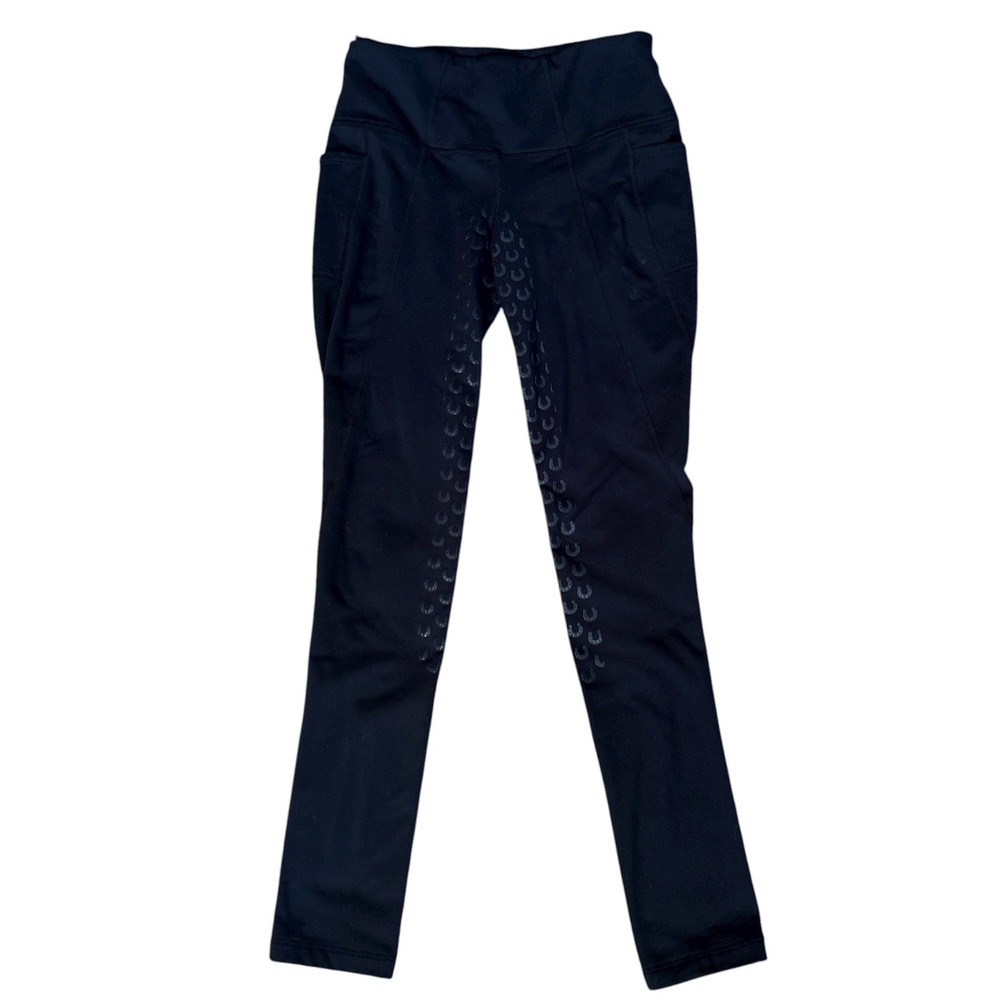 FitsT4 Sports Black Fleelice Riding Breeches, Equestrian, Full Seat Silicone, XS